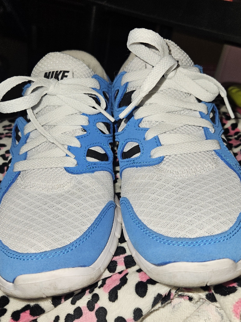 Nike White and Blue Lace-Up Sneakers
